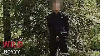Security Guard masturbate in woods