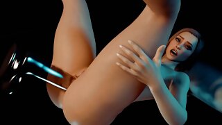 Busty Girl has Anal Glass Dildo : 3D Porn
