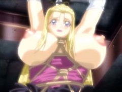 Tied up hentai blondie gets tortured and fucked