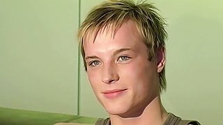"British twink does an interview and masturbates solo"
