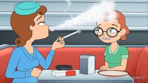 Pregnant Stepmother Teaches Stepdaughter how to Smoke: A Girl Starts Smoking Story (All White Cigarette Edition)