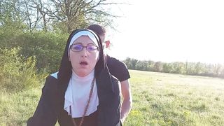This nun getting her butt filled with cum before she goes to