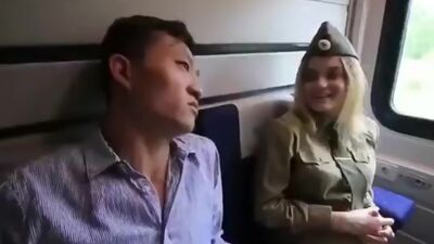 AMWF Popova Vika Russian Woman Soldier B Cup Interracial Sex Korean Man