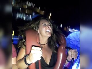 Monster cleavage on park ride
