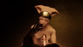 Bastet want to be fucked by Osiris, 3D hentai, tender animation, cute furry catgirl.