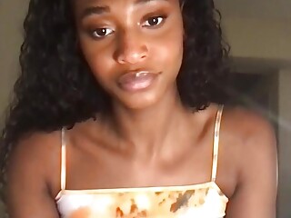 pretty black trans babe teases on webcam