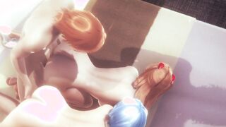 Evangelion Animated - Asuka and Rei enjoy together, while fucking Asuka finger fuck Rei