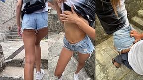 Teen almost caught getting naughty&#x1F608; in tourist hotspot's forbidden pleasure - risky public banging