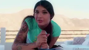 Is Giving A Balls Deep Blowjob To A Friend, To Make Him Cum With Brenna Sparks