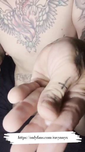 Smoking a Cum Dipped Cigarette while Jerking Off