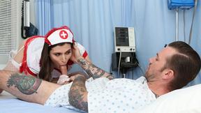 ”Sexy Nurse Shemale Korra Del Rio rides & grinds on dudes huge cock”