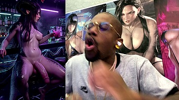 Transgender Dragon Waifu At A Bar With Her Hard Girl Cock Out, AI Generated
