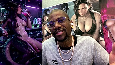 Transgender Dragon Waifu At A Bar With Her Hard Girl Cock Out, AI Generated
