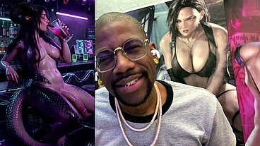 Transgender Dragon Waifu At A Bar With Her Hard Girl Cock Out, AI Generated
