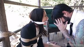 Submissive bondage hooker Lily Lane has to give a proper deepthroat blowjob