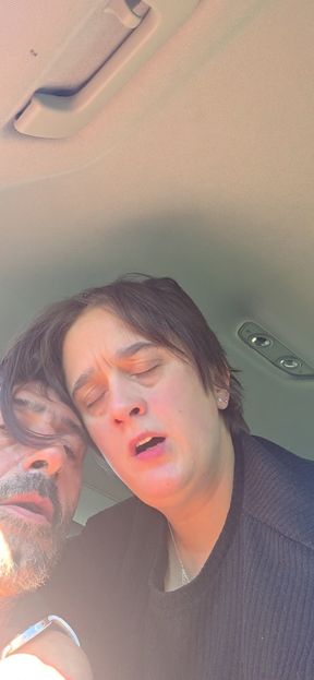 Mature sucking cock in the car