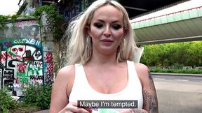 Busty blonde eurobabe gets paid to jerk and ride dick