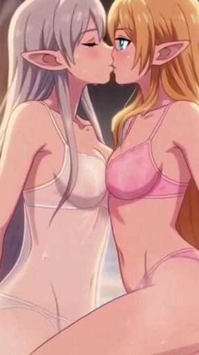 Two beautiful lesbian elves share an intimate night in a magical hot springs   Clip 2