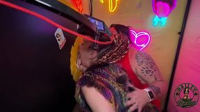 two milf sluts share a cock at the glory hole