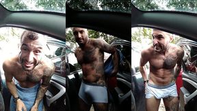 colocando a sunga no estacionamento para ir surfar ? depois tem o video tirando a sunga no estacionamento ?? allanguerragomes...