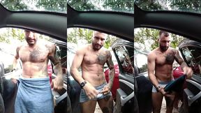 colocando a sunga no estacionamento para ir surfar ? depois tem o video tirando a sunga no estacionamento ?? allanguerragomes...