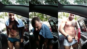 colocando a sunga no estacionamento para ir surfar ? depois tem o video tirando a sunga no estacionamento ?? allanguerragomes...