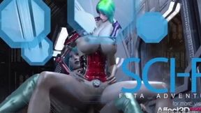 Futanari alien babe in space gets fucked
