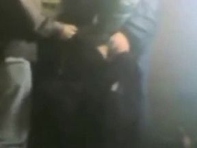 Hottest amateur brunette, threesome, spitroasting sex video