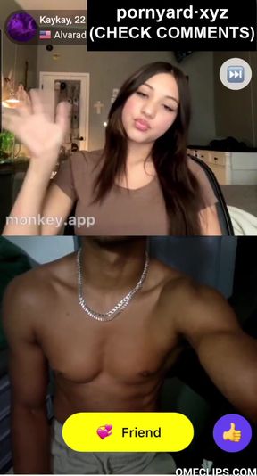 Webcam amateur's surprised reaction during self-filming
