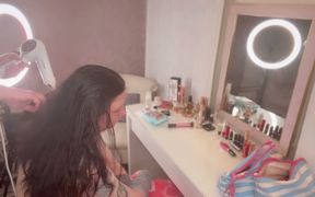 Miss Ffw Continues to Berate Mr While He Blowdries Her Hair