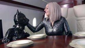 shiny latex goddess and her submissive rubber puppy! fetish pet play positive femdom arya grander