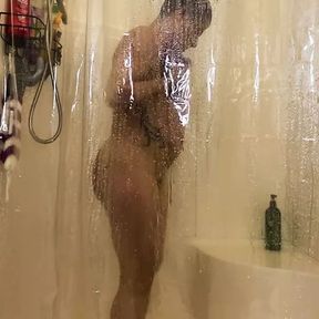 Wet naked ftm taking a long hot shower