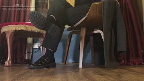 Amelie candidly filmed wearing Mary Jane’s and black socks shoeplaying and dangling