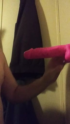 Faggot Sucks Pink Dildo