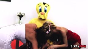 3 way porn - paige ashley & stacey saran creampied by a dude