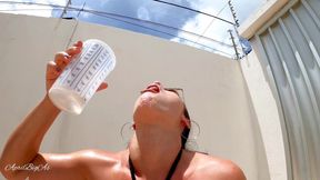 Drinking pee & cum swallow from my stepdaddy , in the garden of the house with sun summer 4k -short-