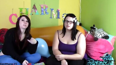 Dakota Charms and Layla Moore play step sisters in toy-filled bedroom session