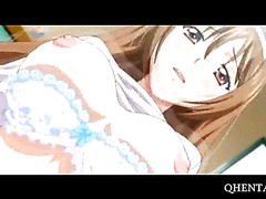 Anime doll punished to suck cock on knees