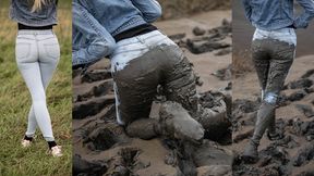 Mud trashing my Denim Co jeans and sneakers