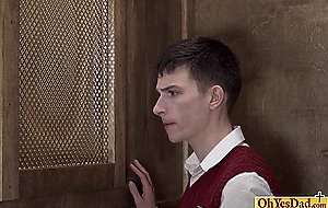 Twink ass rimmed by old priest and bareback fucked hard
