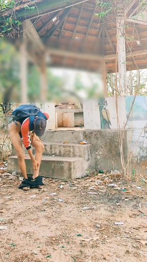 Long Dick in Garden Public