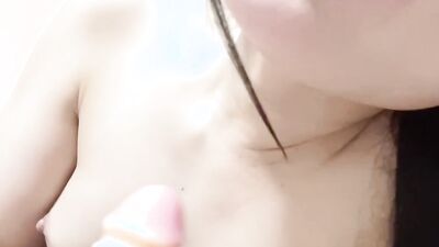Even after squeezing it all out with your mouth, it's still not enough and it's a cock that pokes in