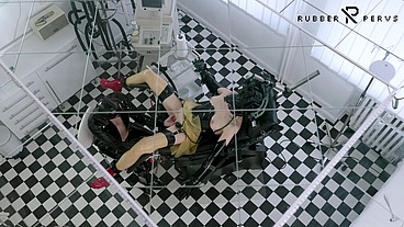Helpless Rubber Patient gets anal and pussy Treatment while doctors examination