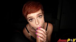 cute babe sidra sage gives blowjob for facial