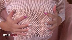 Airu Oshima Flaunts Her Juicy Melons in Seductive Fishnet