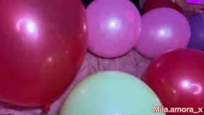 Easter bunny pops over for balloon orgasm 4K