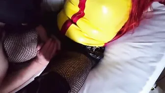 Big Cock Crossdresser in Latex Fucks Older Man Bareback