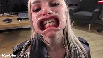 Mya wearing Levi'_s jeans and leather jacket and gets fucked through hole, piss on clothes, mouth gag deepthroat