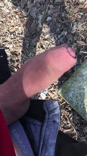 Uncut Thick Cock Cumshot with Just Slightly Pulling Back and Forth Foreskin Outside