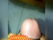 Jamaican big cock, early morning toilet stroke cumshot